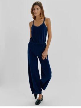 Suzie kondi velour giorgi jumpsuit in a deep turquoise